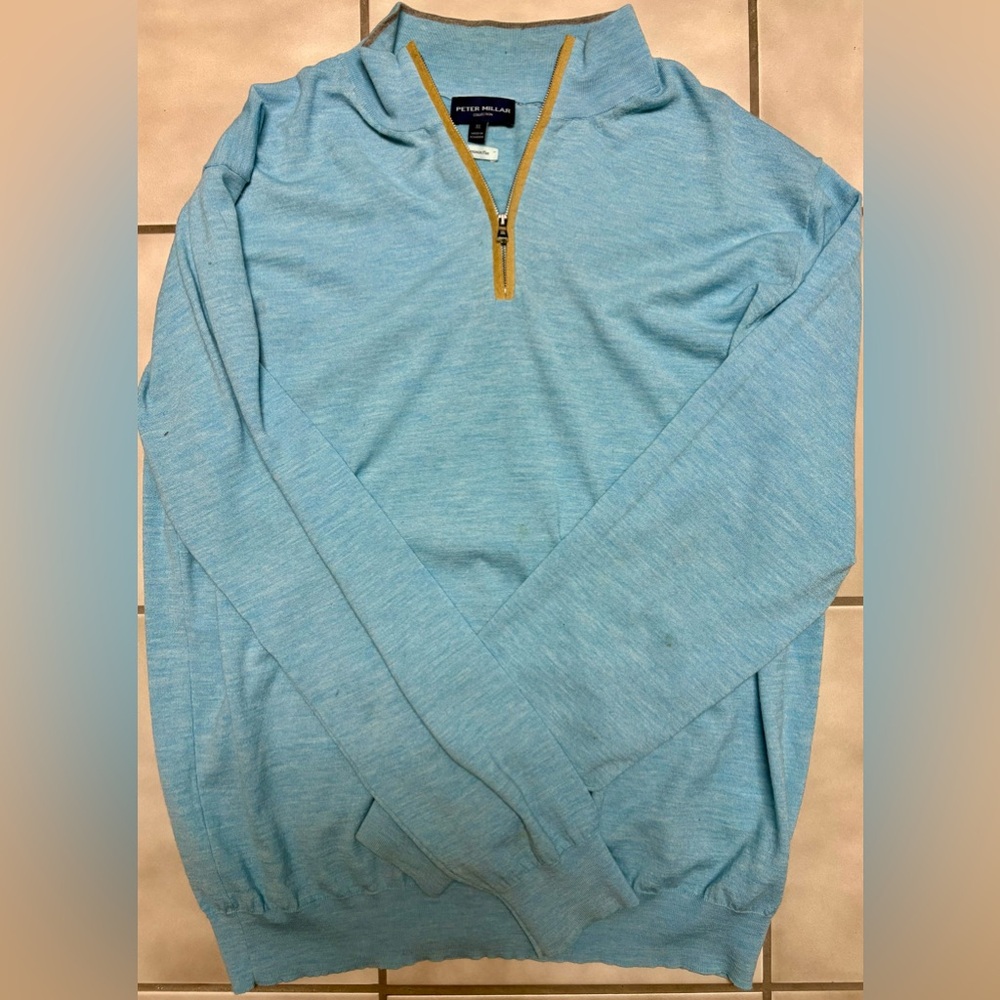 $378 PETER MILLAR Collection Men's XL Excursionist Flex Quarter-Zip Wool Blend